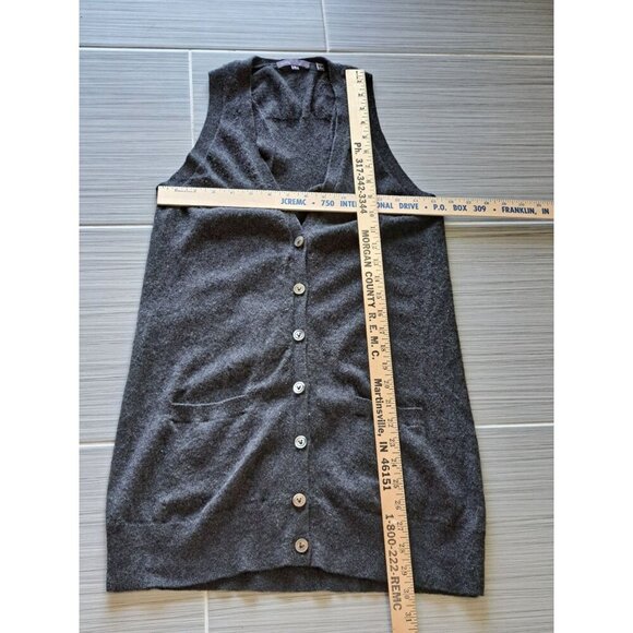 Vince Womens 100% Cashmere Gray Button-Front Sleeveless Vest Pockets Size M Nice - Picture 6 of 9